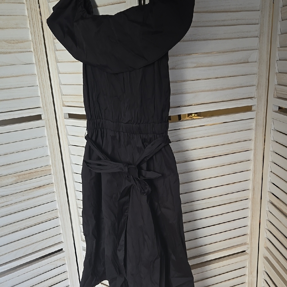 Saks Fifth Avenue Black Ruffled Sundress with Cowl Neck for Cocktail